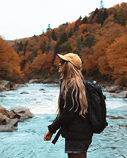 Brown instagram fashion with fur: Long hair,  Brown Outfit,  Hiking Outfits  