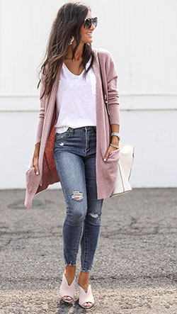 White and pink attire with fashion accessory, blazer, shirt: Fashion photography,  Fashion accessory,  Street Style,  White And Pink Outfit,  Cardigan Outfits 2020  