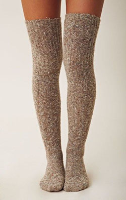 Fuzzy socks thigh high thigh high boots, leg warmer: Hot Girls,  Knee highs,  Leg Warmer,  Beige Outfit,  Thigh High Socks  