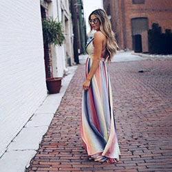 Colorful V-neck Sleeveless Maxi Dress | Summer Outfit Dresses 2022: Dresses Ideas,  Outfit Ideas,  summer outfits  