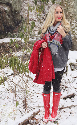 Red hunter boot outfits hunter boot ltd, winter clothing: winter outfits,  Wellington boot,  Boot Outfits,  Red Outfit  