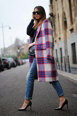 Lookbook fashion with jacket, tartan, jeans: Street Style,  Plaid Outfits  