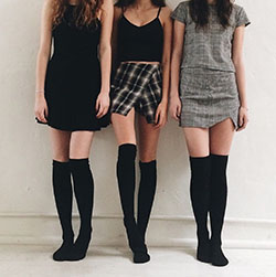 Outfit style black skirt grunge, grunge fashion, pencil skirt, crop top, t shirt: Crop top,  Pencil skirt,  Hot Girls,  T-Shirt Outfit,  Grunge fashion,  Black Outfit,  Thigh High Socks  