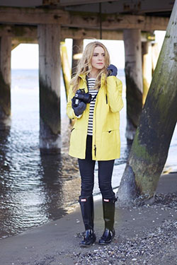 Colour outfit rain jacket outfits, wellington boot, street fashion: Wellington boot,  Street Style,  yellow outfit,  Boot Outfits  