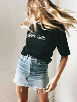 Dresses ideas with dress shirt, denim skirt, jean short: Denim skirt,  shirts,  T-Shirt Outfit  