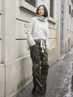 Camouflage pants street style knee high boot, military camouflage: cargo pants,  Riding boot,  Military camouflage,  Street Style,  Knee High Boot,  Army Leggings Outfit,  Camo Joggers  