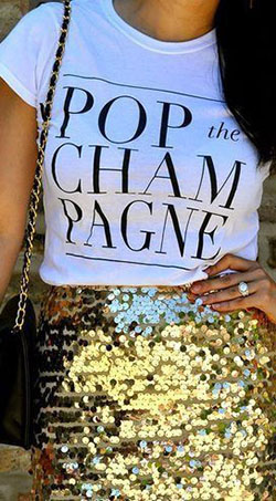 Pop the champagne shirt new years eve, vegetarian food: shirts,  T-Shirt Outfit,  Sequin Skirts  