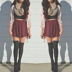 Casual knee high socks outfit: Knee highs,  Thigh High Socks  