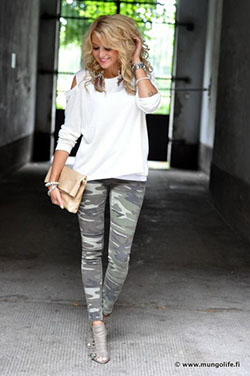 Outfits with camo leggings sculpture leggings camo, slim fit pants: White Outfit,  Street Style,  Army Leggings Outfit,  Outfits With Leggings,  Slim-Fit Pants  