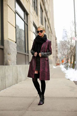 Maroon and brown outfit with fashion accessory, uniform, coat: Knee highs,  Fashion accessory,  Street Style,  Maroon And Brown Outfit,  Thigh High Socks  