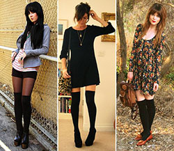 Cute outfits with knee high socks: Black Outfit,  Knee highs,  Knee High Boot,  Thigh High Socks  