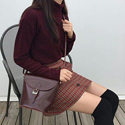 Brown colour outfit ideas 2020 with retro style, skirt: Retro style,  Knee highs,  Street Style,  Brown Outfit,  Thigh High Socks  