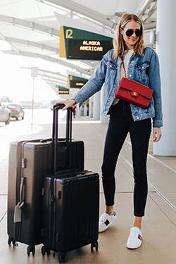 Denim jacket airport outfit womens: Jean jacket,  T-Shirt Outfit,  Airport Outfit Ideas  