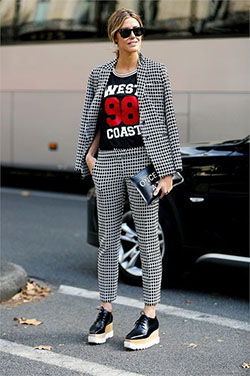 White dresses ideas with sportswear, polka dot, sweatpant: T-Shirt Outfit,  White Outfit,  Street Style,  Black And White  