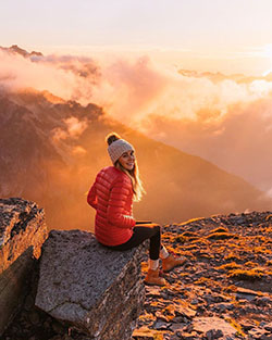 Orange classy outfit with: Stock photography,  Orange Outfits,  Hiking Outfits  