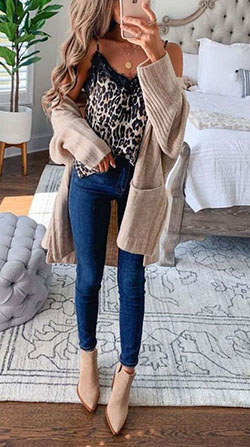 Beige and brown colour outfit ideas 2020 with sweater, denim, jeans: Beige And Brown Outfit,  Cardigan Outfits 2020  