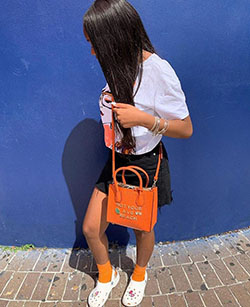 Electric blue and orange style outfit with shorts: Electric blue,  Street Style,  Electric Blue And Orange Outfit,  Crocs Outfits  