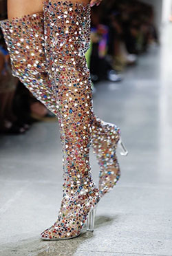 Outfit ideas jeremy scott boots thigh high boots, high heeled shoe, knee high boot, ready to wear: high heels,  fashion model,  Sequin Dresses,  Haute couture,  High Heeled Shoe,  Knee High Boot,  Ready To Wear  