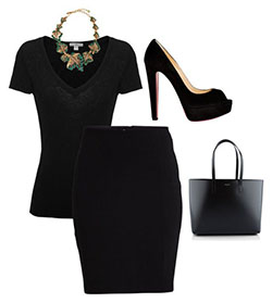 Colour outfit, you must try little black dress little black dress, pencil skirt: Crop top,  Pencil skirt,  Black Outfit,  Formal wear,  Little Black Dress,  Peplum Tops  