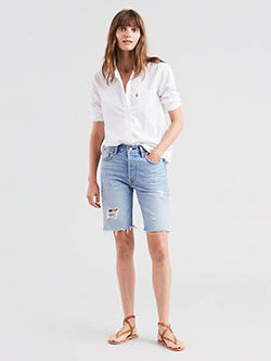 White and blue vogue ideas with bermuda shorts, shorts, jeans: Bermuda shorts,  White And Blue Outfit,  Levi Strauss & Co.  