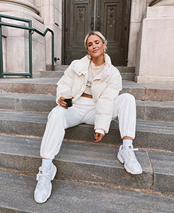 White dresses ideas with tracksuit, trousers, jeans: White Outfit,  Street Style,  We Heart It,  Loungewear Dresses  