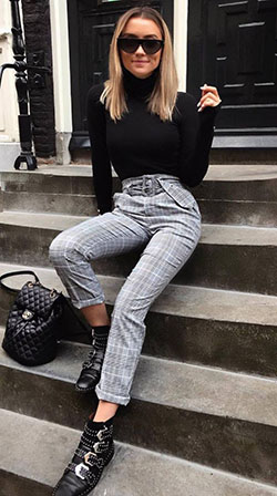 Winter outfits with plaid pants: Street Style,  Tweed Pants,  Checked Trousers  