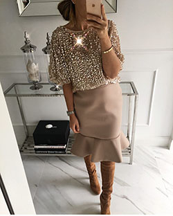 Brown colour outfit with cocktail dress: Cocktail Dresses,  Pencil skirt,  fashion model,  Skirt Outfits,  Brown Outfit  