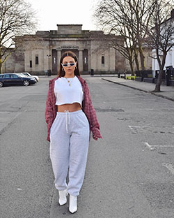 Colour ideas missy empire joggers, street fashion, casual wear, crop top, t shirt: Crop top,  T-Shirt Outfit,  Street Style,  White And Pink Outfit,  Loungewear Dresses,  Linen Joggers  
