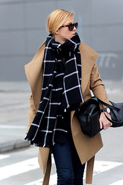 Colour dress with overcoat, tartan, coat: Polo coat,  Street Style,  Plaid Outfits  
