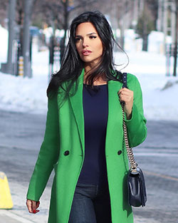 Yellow and green overcoat, jacket, coat: Yellow And Green Outfit,  Stylish Party Outfits,  Wool Coat  