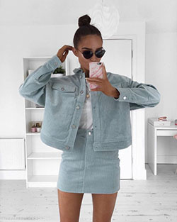 Colour outfit, you must try outfits mas cool hip hop fashion, street fashion: Jean jacket,  Lapel pin,  White Outfit,  Street Style,  Hip Hop Fashion,  Denim skirt  