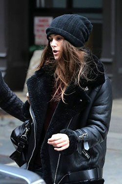 Black Shearling Coat Outfit Ideas For Women: Leather jacket,  Shearling coat,  winter outfits,  Street Style  