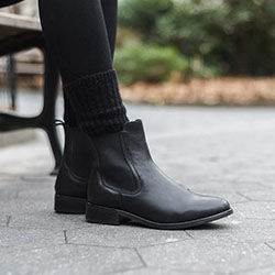 Black style outfit with: Riding boot,  Chelsea boot,  Stiletto heel,  Black Outfit,  Boot Outfits,  Snow boot,  Street Style,  Knee High Boot  