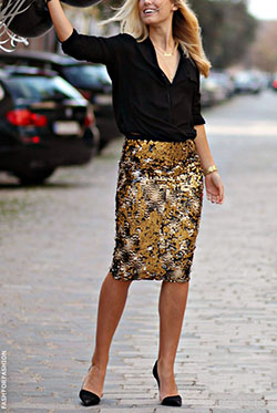 Modelos de falda brillosa, street fashion, fashion model, pencil skirt, long hair: Pencil skirt,  fashion model,  Long hair,  Sequin Dresses,  Street Style  