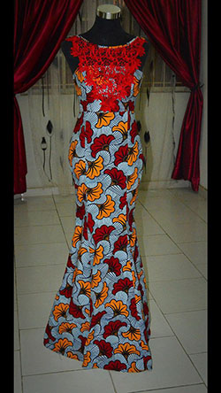 African print dinner dresses african wax prints, fashion design: Evening gown,  Fashion photography,  dinner outfits,  day dress,  Roora Dresses,  Orange Outfits,  African Wax Prints  
