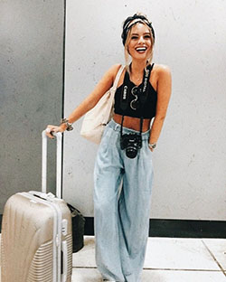 Outfit ideas with sportswear, crop top, trousers: Crop top,  Airport Outfit Ideas,  Bralette Crop Top  