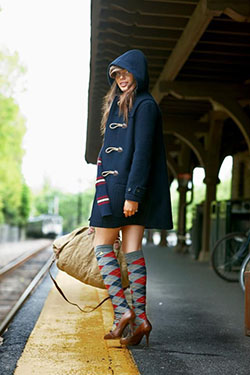 Ralph lauren socks outfit ralph lauren corporation, rugby ralph lauren: Duffel coat,  Knee highs,  Street Style,  Ralph Lauren Corporation,  Thigh High Socks  