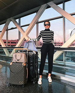 Designer outfit travel outfit ideas luggage and bags, fashion accessory: Fashion accessory,  Airport Outfit Ideas  