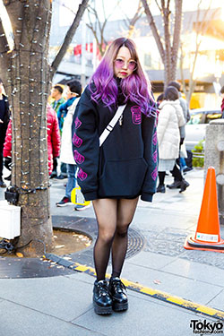 Yellow and purple instagram fashion with hoodie: T-Shirt Outfit,  Gothic fashion,  Street Style,  Japanese Street Fashion,  Yellow And Purple Outfit,  Creepers Outfits,  Fashion week  
