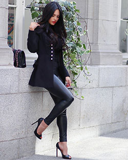 black colour outfit, you must try with leggings, photography for girl, legs photo: Black Leggings,  Stylish Party Outfits  