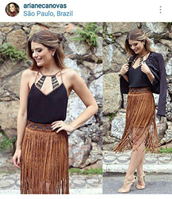 Brown colour outfit with cocktail dress: Cocktail Dresses,  Crop top,  Fashion accessory,  Brown Outfit,  Fringe Skirts  