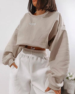 Sweatpants cute lazy outfits, casual wear: Beige And White Outfit,  Girls Hoodies  