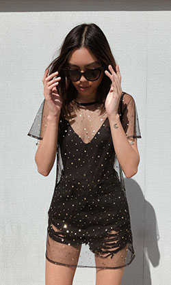 Festival outfit see through see through clothing, little black dress: T-Shirt Outfit,  Little Black Dress,  Sheer Dresses  