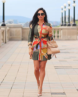 Yellow and orange dress, eyewear, wardrobe ideas: Yellow And Orange Outfit,  Stylish Party Outfits  