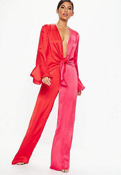 Pink and red clothing ideas with formal wear, nightwear, trousers: fashion model,  Formal wear,  Pink And Red Outfit,  Silk Pant Outfits  