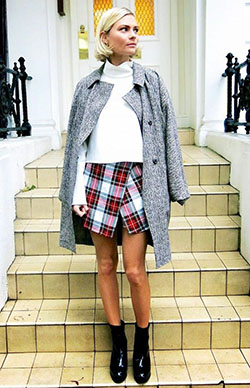 Cute collections with miniskirt, tartan, skirt: Polo neck,  Street Style,  Plaid Outfits  