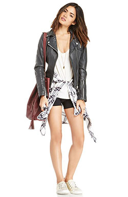 Outfit ideas with leather jacket, sportswear, leather: Casual Outfits,  Leather jacket,  fashion model,  Zado Leather Jacket  