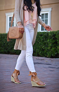Vince camuto leddy espadrille wedge sandal: Street Style,  Brown And White Outfit,  High Heeled Shoe,  Cardigan Outfits 2020  