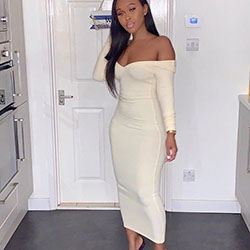 White attire with strapless dress, backless dress, cocktail dress: Cocktail Dresses,  Romper suit,  Bodycon dress,  Backless dress,  Lapel pin,  Strapless dress,  Long hair,  White Outfit  