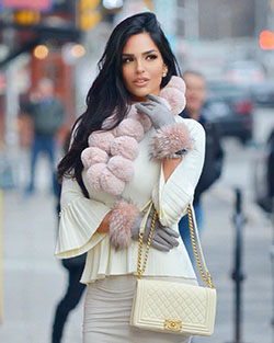 white outfit ideas with fur clothing, fur, model photography: Fur clothing,  Stylish Party Outfits  